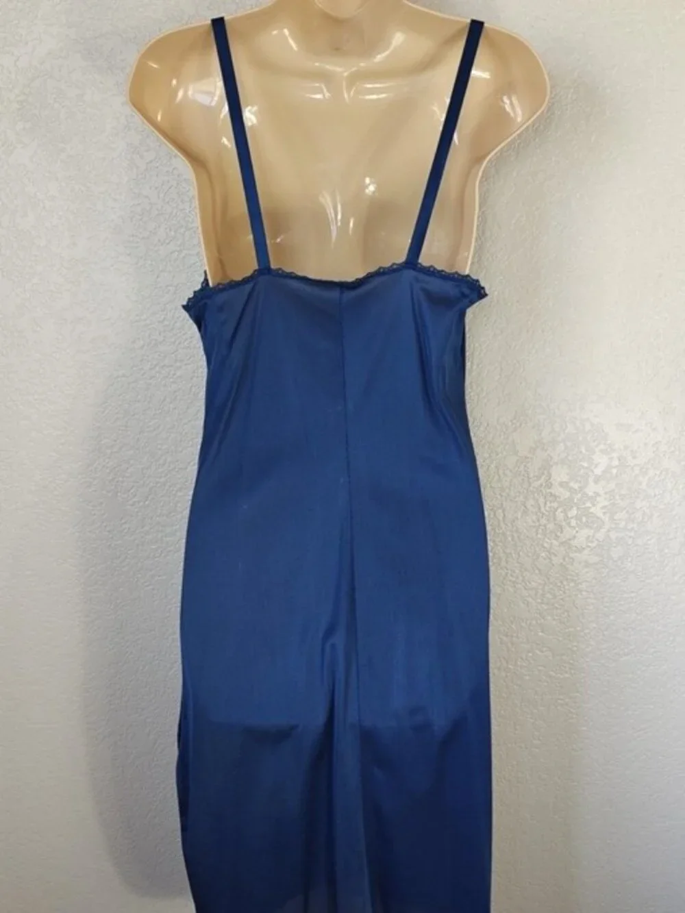 Texsheen Size 34/M Full Slip Navy Lace Trim Vintage